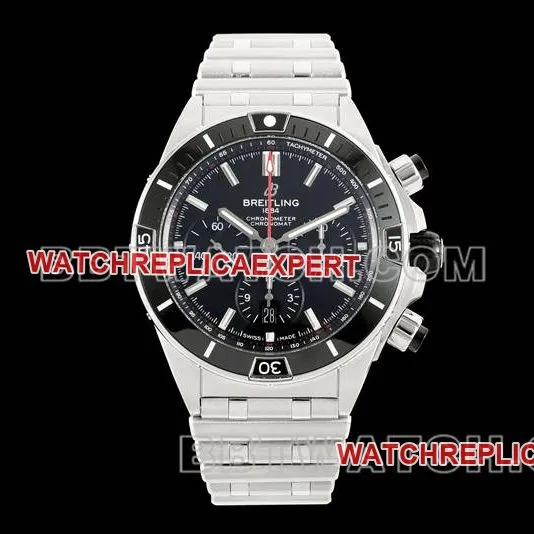 Breitling collectible watch TF factory mechanical chronograph black dial 44mm steel bracelet model braceletlive photos