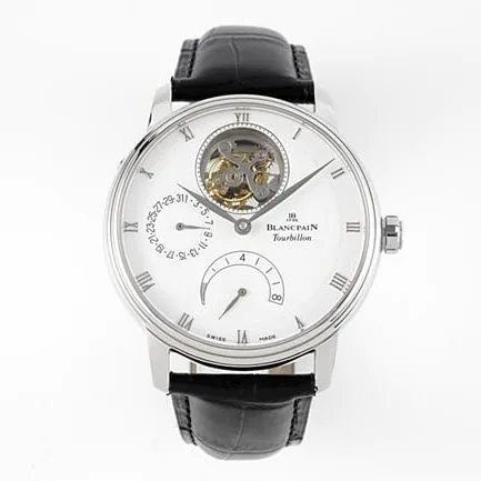 JBF FactoryBlancpaintop-tiersuper watch men's white dial black belt mechanical classic full series tourbillonleather strap watch side view