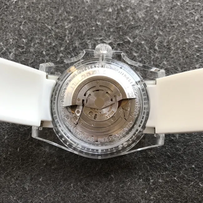 top-tier replicaRolex men's blue dialrubber strap crystal series mechanical watch movement picture