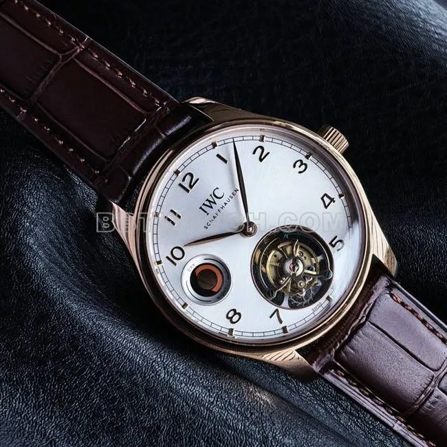 collectible watch tur factory IWC portugal rose goldwhite dialtourbillonfront live photo