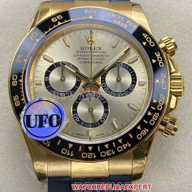 top-tier watch DaytonaUFO factory Rolexyellow gold shell gold plate 4131 mechanical front live photo