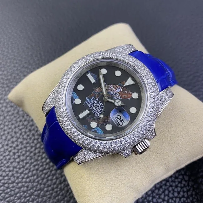 top-tier replicaRolexsuper watch Submariner series full automatic movement men's black dial blue belt back cover picture