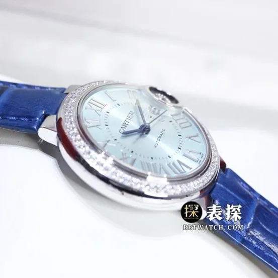 GTG factory Cartier blue balloon top-tier watch ladies blue dial diamond leather strap model pictures and prices side live photo