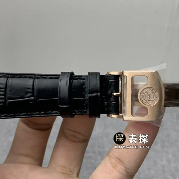 YL Factory IWC Men's Portuguese Top Watch Black Tourbillon Leather Strap Model Pictures and Price Side Real Shot Pictures