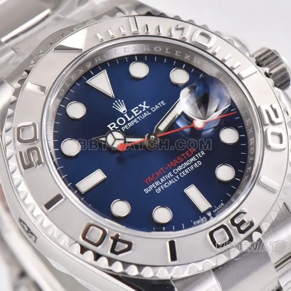 C Factory Rolex Yacht-Master Super A Blue Dial Steel Band Model M126622-0002 Side View Real Shot
