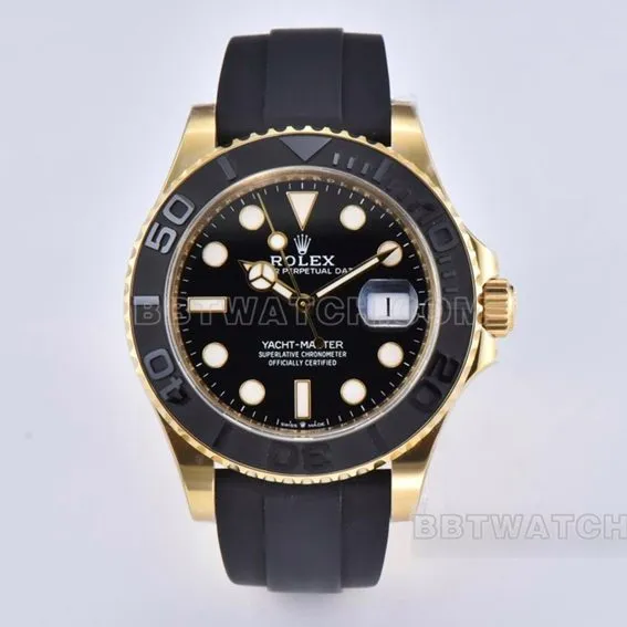 Factory C Rolex Yacht-Master top-tier 1:1high-quality replicablack dialyellow gold rubber model M226658-0001clasplive photos