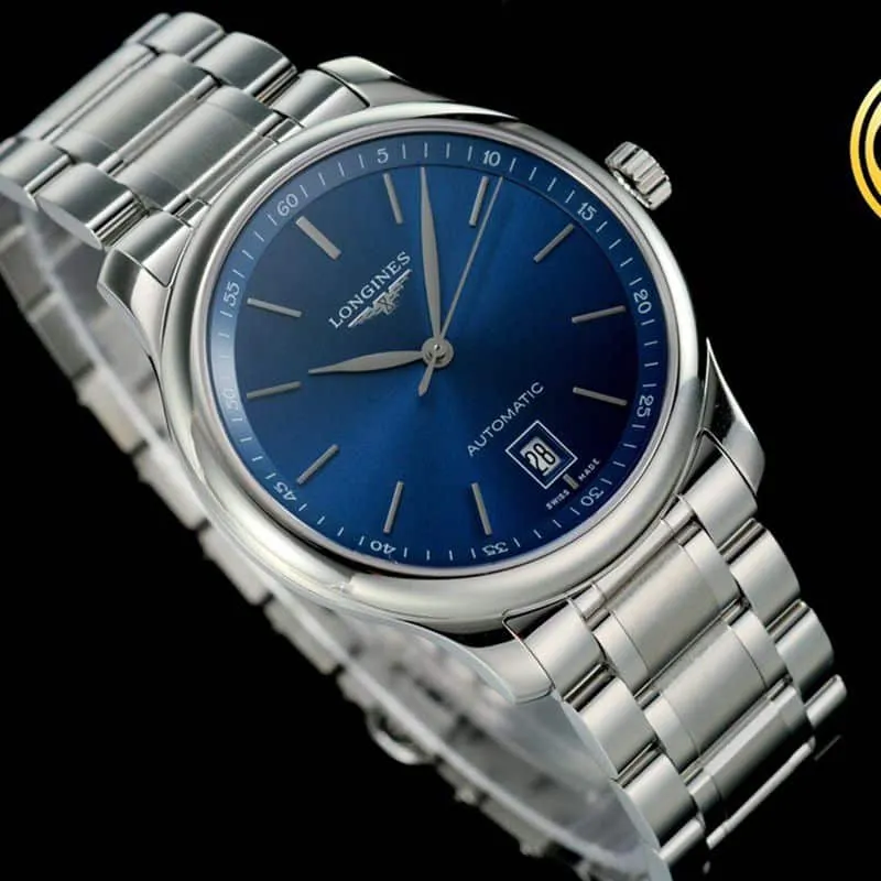 Longinestop-tier watch master series men's mechanical blue watch clasp picture
