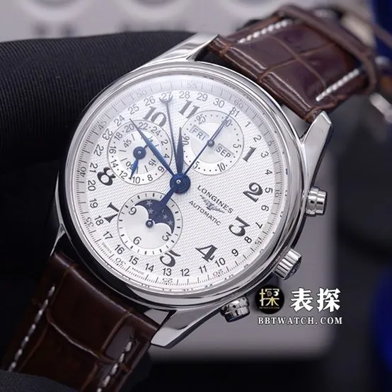 KL factory watch traditional Longines1:1replica watch silver dial wheat grain leather strap model L2.673.4.78.3side live photo