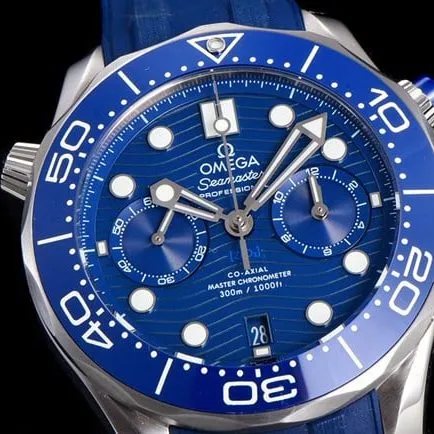 OM Factory Omegatop-tier watch new Seamaster 300m men's blue dial blue rubber strapchronograph watch front view