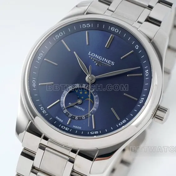 APS factory Longines watchmaking tradition 1:1top-tier replicablue dialmoon phasesteel bracelet model L2.909.4.92.6braceletlive photos