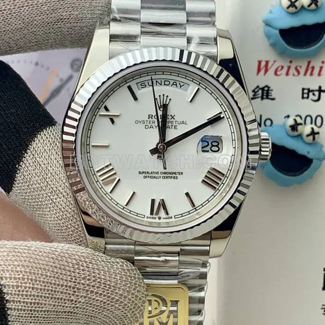 collectible watch PPM factory white dial Roman numeral RolexDay-Date mechanical side live photo