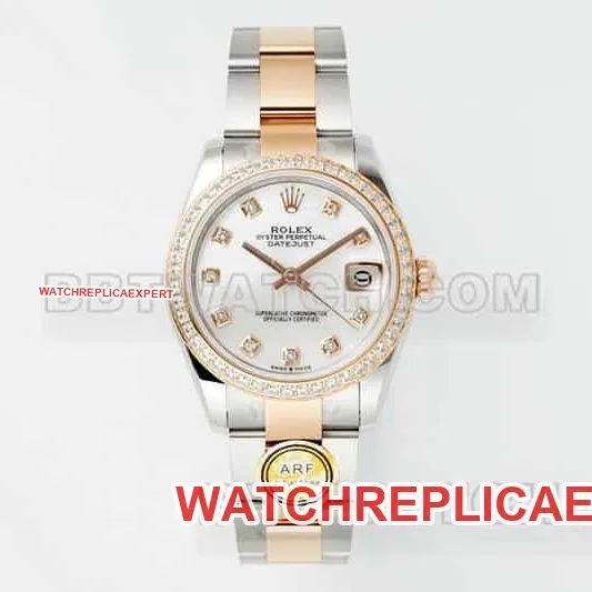ARF FactoryRolex log top-tier 1:1super diamond bezel31mm gold three-lattice chain link278381side live photo