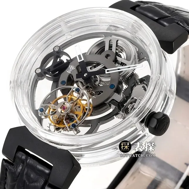 RM men's Louis Vuitton watch hollow plate tourbillonleather strap caseback live photo