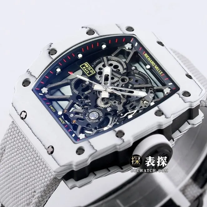 BBRRM 35-01Richard Mille1:1replica watch men's black dial gray Velcro bracelet side live photo