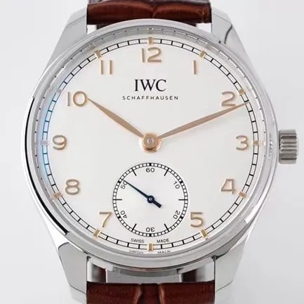 ZF Factorytop-tier replicaIWCsuper watch men's white dial brown belt automatic movementleather strap Portuguese series watch side view