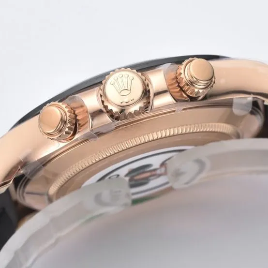 Factory C DaytonaRolex1:1replica watch sunlit gold plate rose gold rubber model m116515ln-0061braceletlive photos