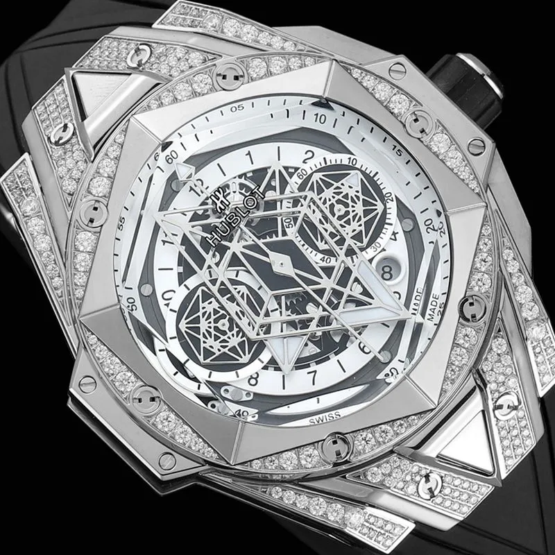 HublotHublotsuper watch new BigBangSangBleuII tattoo men's mechanical watch clasp picture