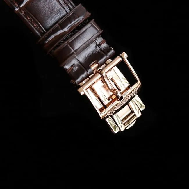 top-tier watch Blancpain classic series 6656 men's white dial brown belt automatic movementleather strap watch front view