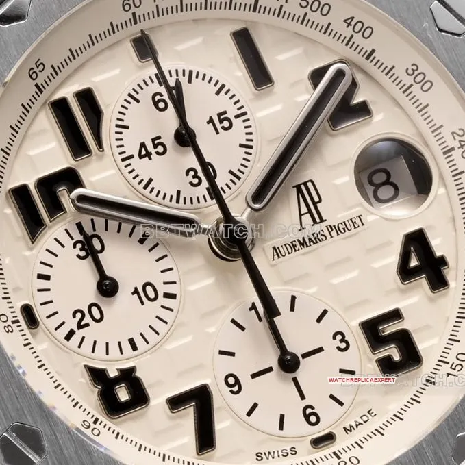 TW factory Audemars PiguetRoyal Oak offshore type 1:1super ivory white dialleather strap model 26470braceletlive photos