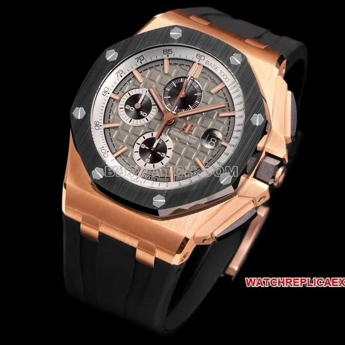 TW factory Audemars PiguetRoyal Oak offshore top-tier 1:1super dark gray plate rubber model 26416braceletlive photos