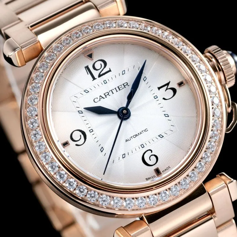 Detailed Photos of the Cartier Pasha Collection Women's Automatic Mechanical Watch with White Dial and Rose Gold Case (collectible)