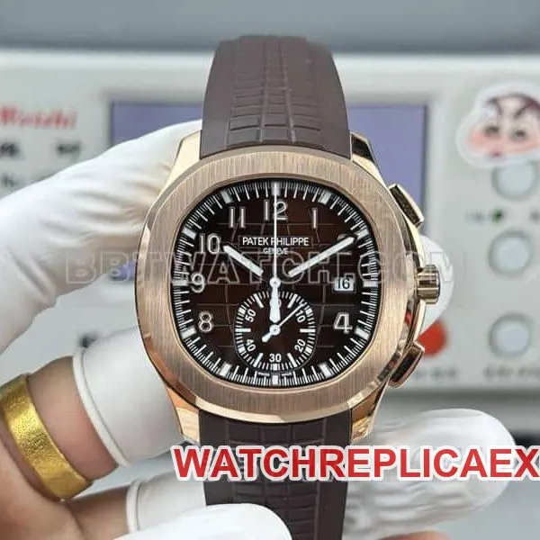 collectible watch Patek PhilippeP1 factory grenade brown disk mechanical brown rubber model 5968side live photo
