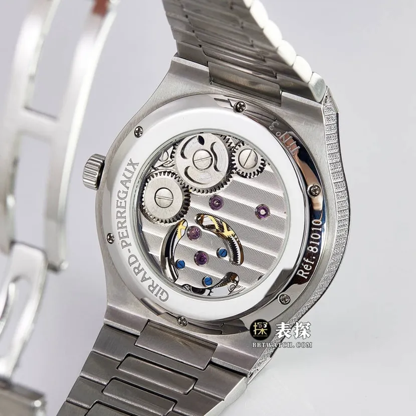 MTF Laurel Girard-Perregaux watch silver white dial diamond steel bracelet model side live photo