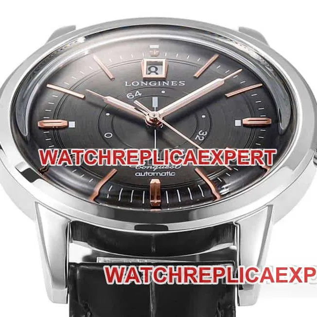 AD factory Longines classic replicasuper carbon black dialleather strap model L1.648.4.62.2front live photo