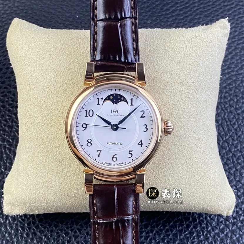 TWC factory universal watch da Vinci top collectible watches for women white disk red gold moon phase strap models pictures and price front real picture
