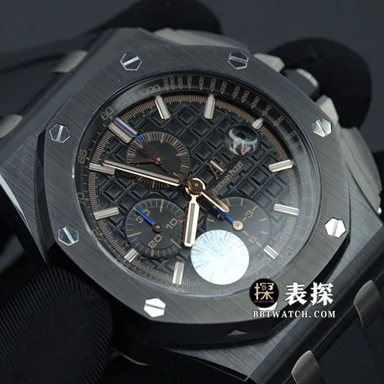 JF factory Audemars PiguetRoyal Oak26402CBtop-tier watch men's black dial rubber model pictures and prices caseback live photo