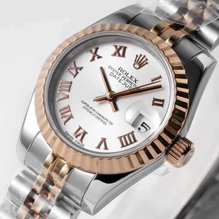 top-tier watch Rolex women's white dialDatejuststeel bracelet watch bracelet picture