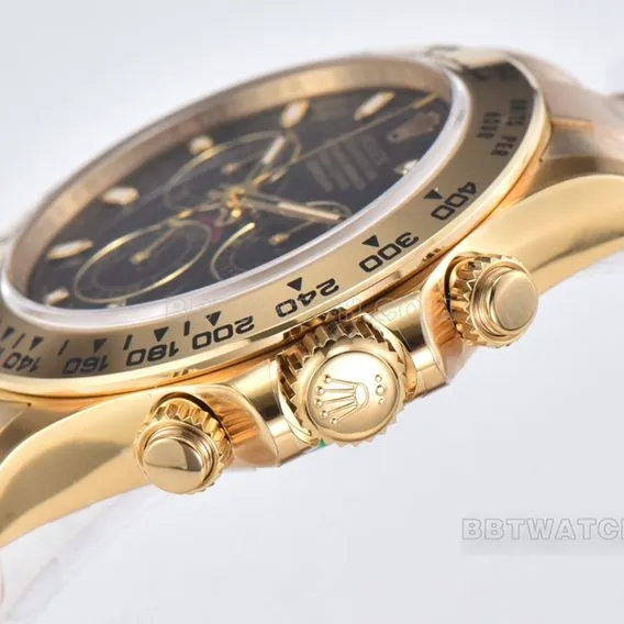 C factory RolexDaytona1:1super cloneblack dialyellow goldsteel bracelet model m116508-0004caseback live photo