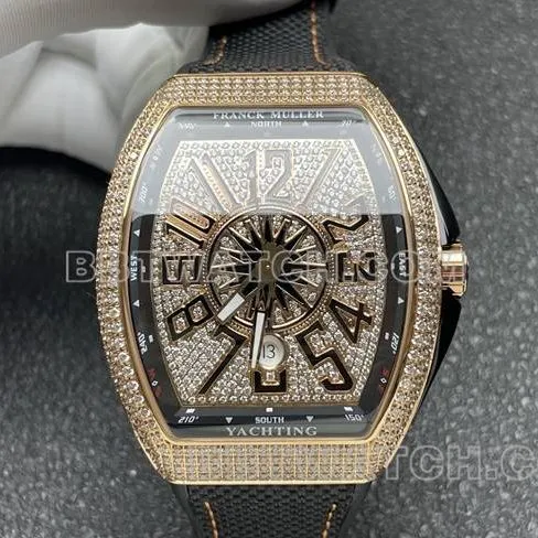 top-tier watch V45 Franck Muller ABF factory diamond disc gold diamond case leather braceletcaseback live photo
