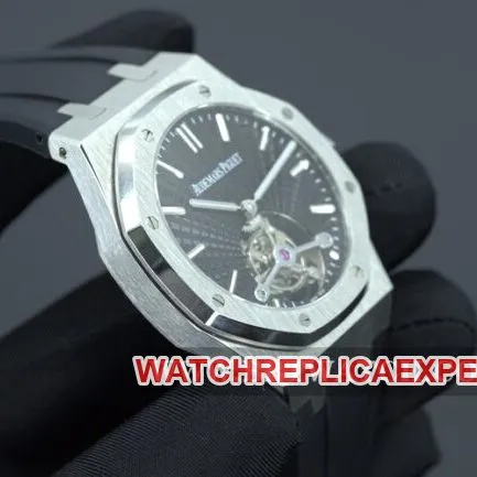 R8 factory Audemars Piguettop-tier watch men's black dialrubber strapRoyal Oaktourbillonautomatic movementclasp picture