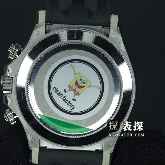 Rolex Cosmograph Daytonatop-tier watch men's stainless steel and black panda dial rubber model pictures and prices caseback live photo