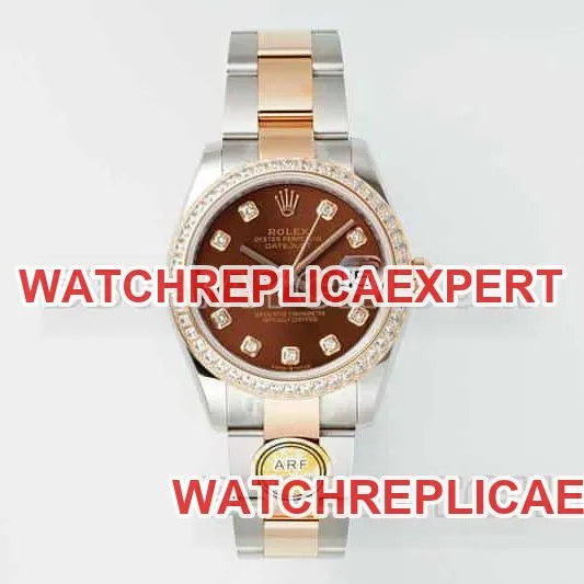 ARF FactoryRolex log brown disk diamond bezel31mm gold three-lattice chain link 278381side live photo
