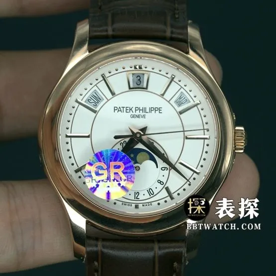 GR factory Patek Philippe complex function timepiece watch men's white dialleather strap model pictures and price weight live photos