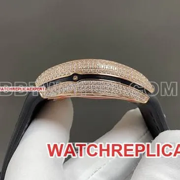 ABF factory Frank Muller top-tier watch V45black dial gold diamond case leather braceletfront live photo