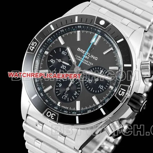 Breitling top collectible watches TF Factory Mechanical Chronograph Gray Plate 44mm Steel Strap Model Side Actual Pictures