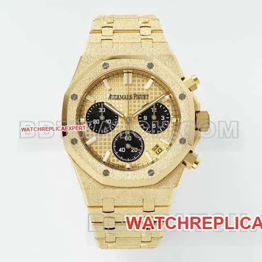 APS factory Audemars PiguetRoyal Oaktop-tier gold plate chronograph frost gold 26240side live photo