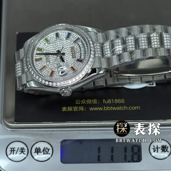 BP Factory Rolex Day-Date Super A Watch Full Diamond Dial Steel Band Model Pictures and Price List Buckle Real Shot Pictures