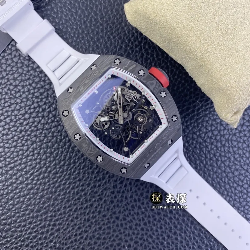 Richard Mille men's RM 055 NTPT1:1top-tier watch men's hollow disc rubber model pictures and prices caseback live photo