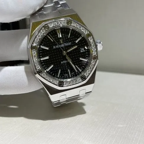 Top Audemars Piguet watches for men black plate steel mechanical watch front view