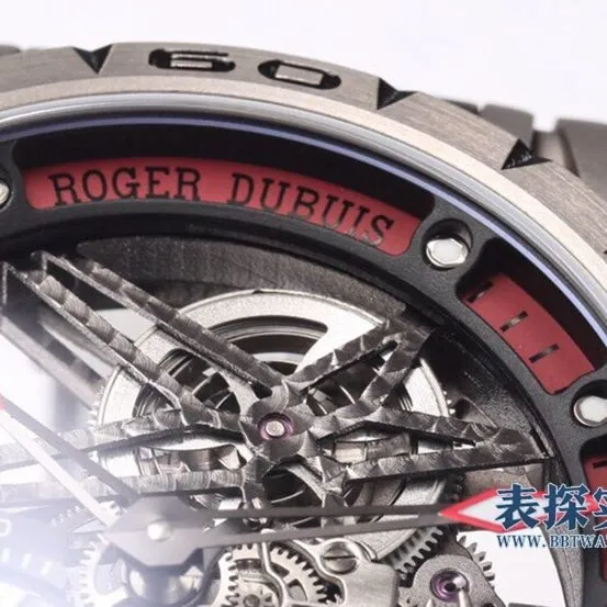 BBR King Roger Dubuis watch white steel tourbillon hollow rubber model RDDBEX0545 side view
