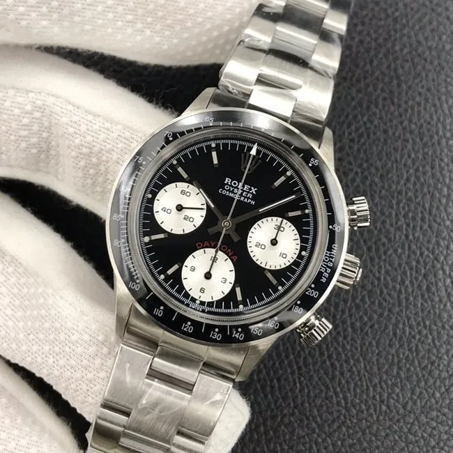 Top-tier watch Rolex Paul Newman series men's black dialsteel bracelet mechanical watch side view