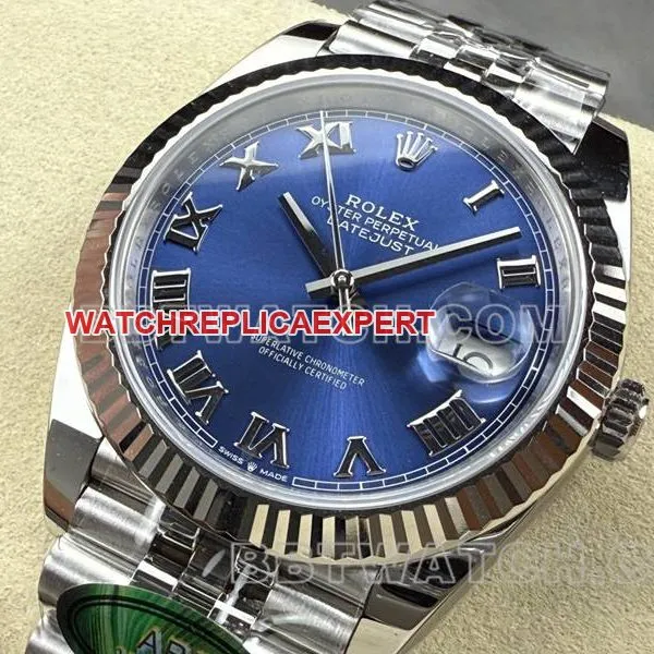 Rolex1:1replica watch ARF Factory log 41mm blue dial Roman numerals 3235 steel bracelet caseback live photo