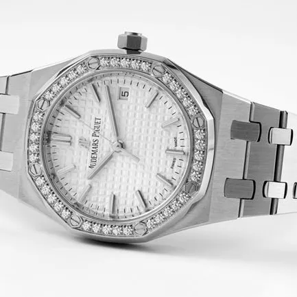 8F factory Audemars Piguettop-tierhigh-quality watch women's white dial 34 mm automatic movement Royal Oaksteel bracelet watch clasp picture