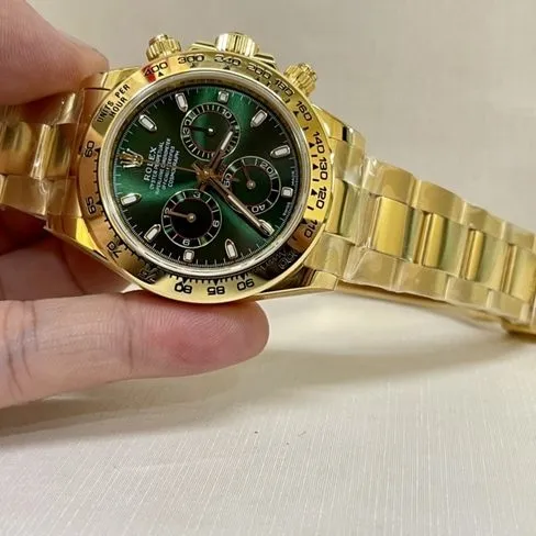 top-tier watch Rolex men's green dial gold steel bracelet green Jindi mechanical watch clasp picture