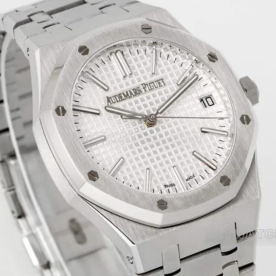 APS factory Audemars PiguetRoyal Oak1:1super clonesilver dialsteel bracelet model 15510ST.OO.1320ST.08side live photo