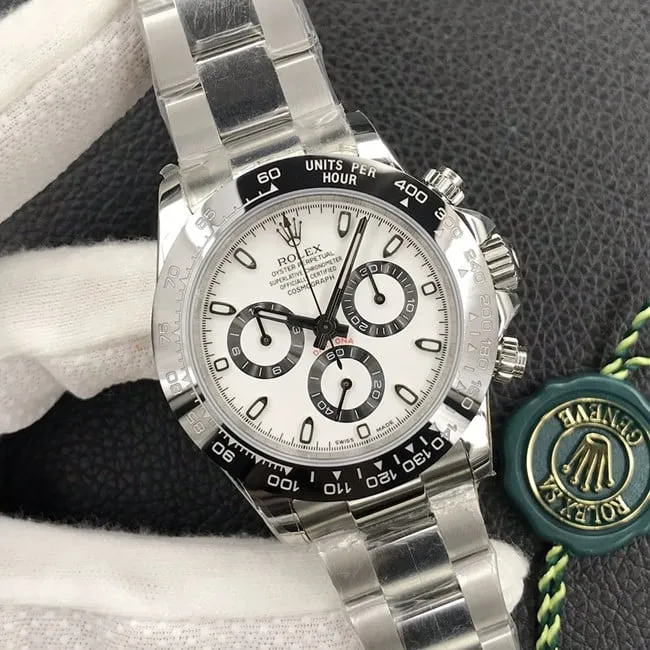 Rolextop-tier watch fully automatic movement men's white dialsteel bracelet watch front view